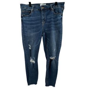 Pistola Women 32 Arielle Skinny Distressed Scissor Cut Jeans Medium Wash Stretch